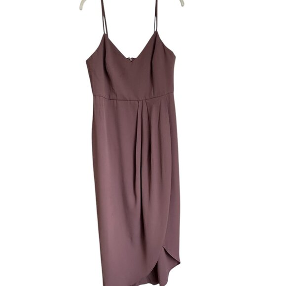 Lulus Reinette mauve purple midi dress faux wrap skirt NWTs Size M - Picture 2 of 7
